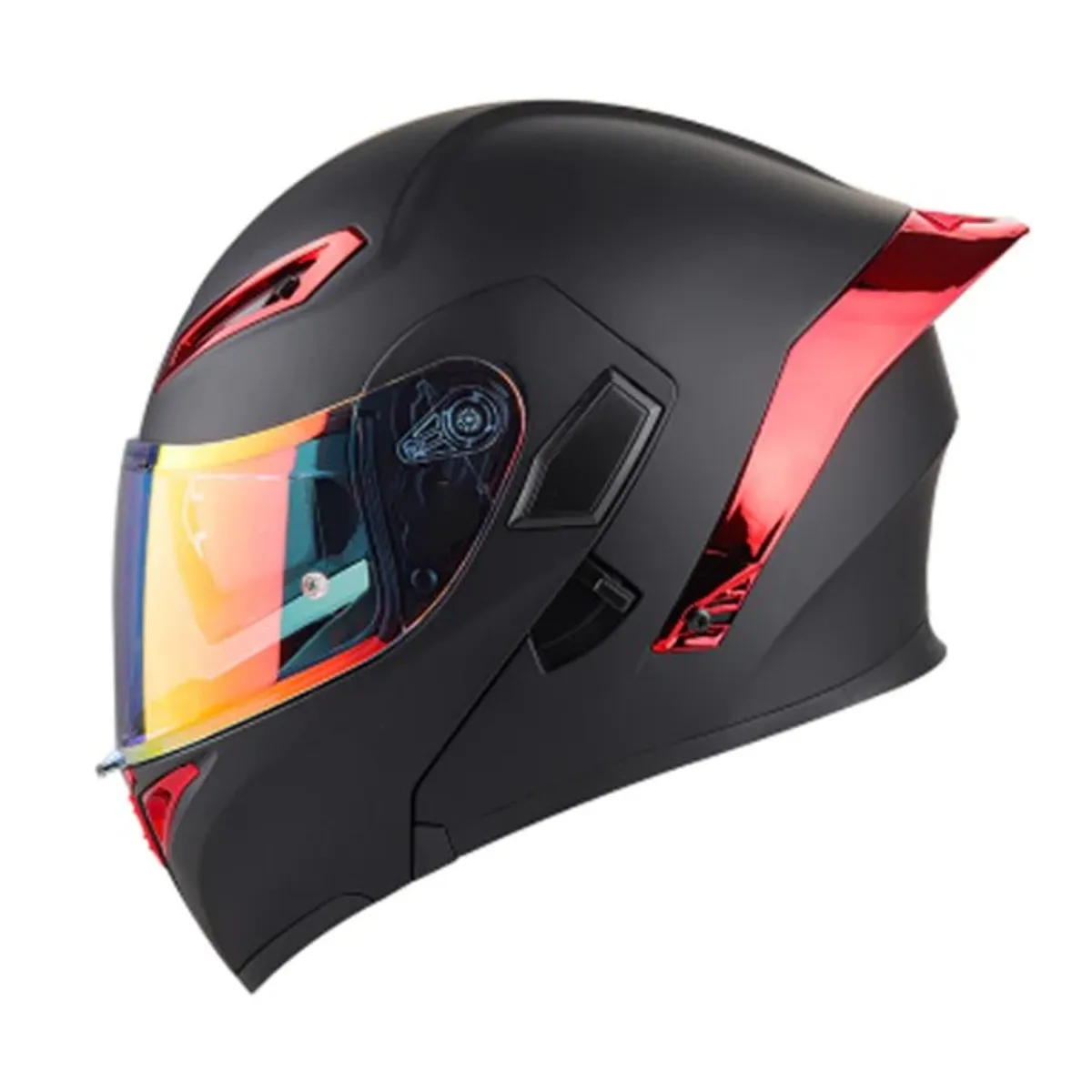 GENERICO - CASCO MOTO CERTIFICADO ECER DOT DOBLE VISOR ZAFIRO ROJO
