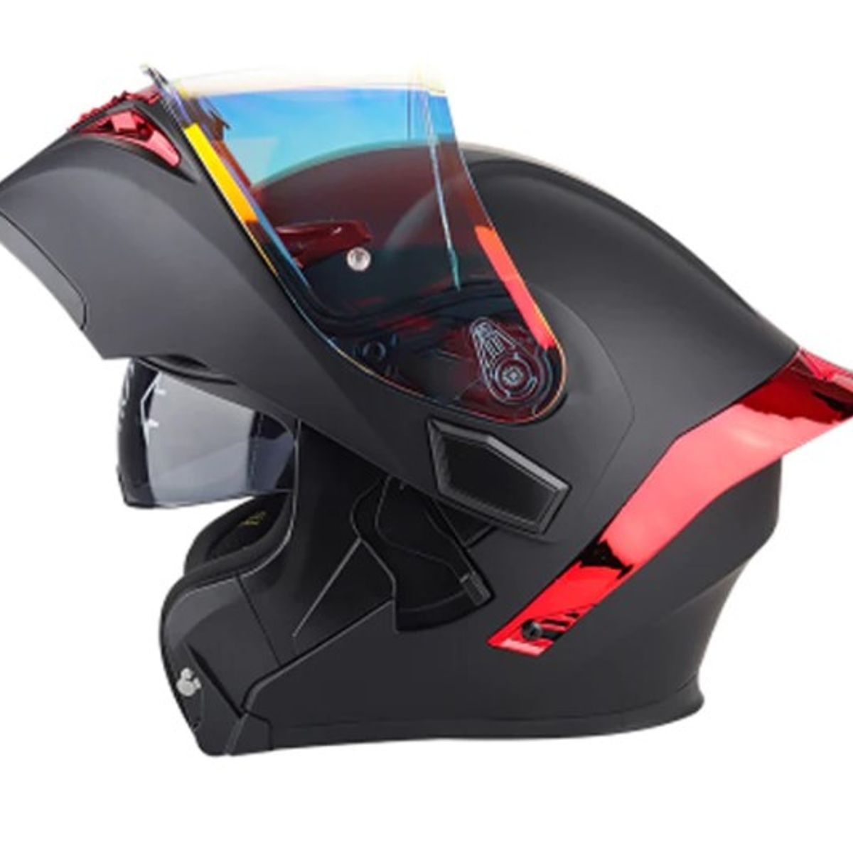 GENERICO - CASCO MOTO CERTIFICADO ECER DOT DOBLE VISOR ZAFIRO ROJO