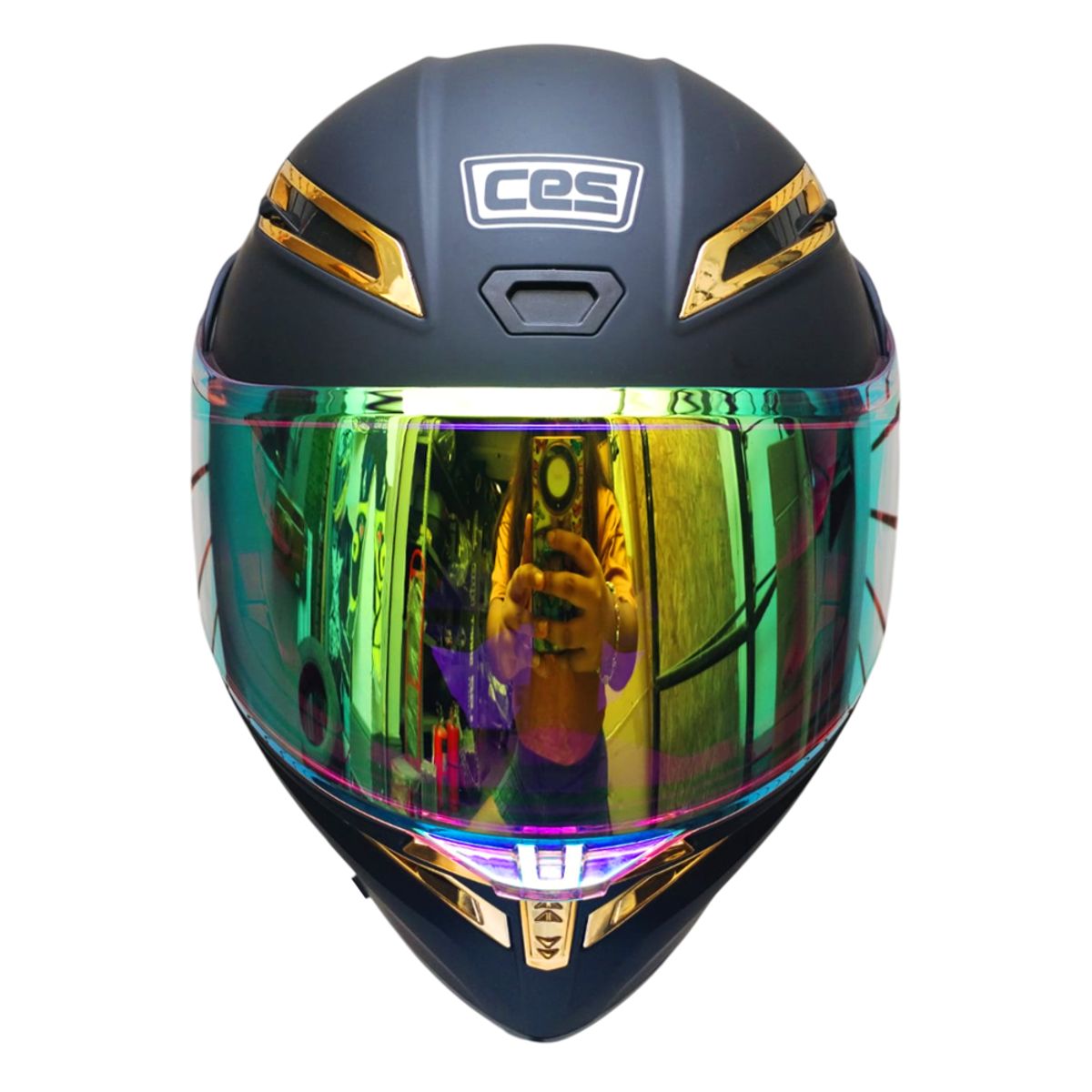GENERICO - CASCO MOTO CERTIFICADO ECER DOT DOBLE VISOR ZAFIRO DORADO