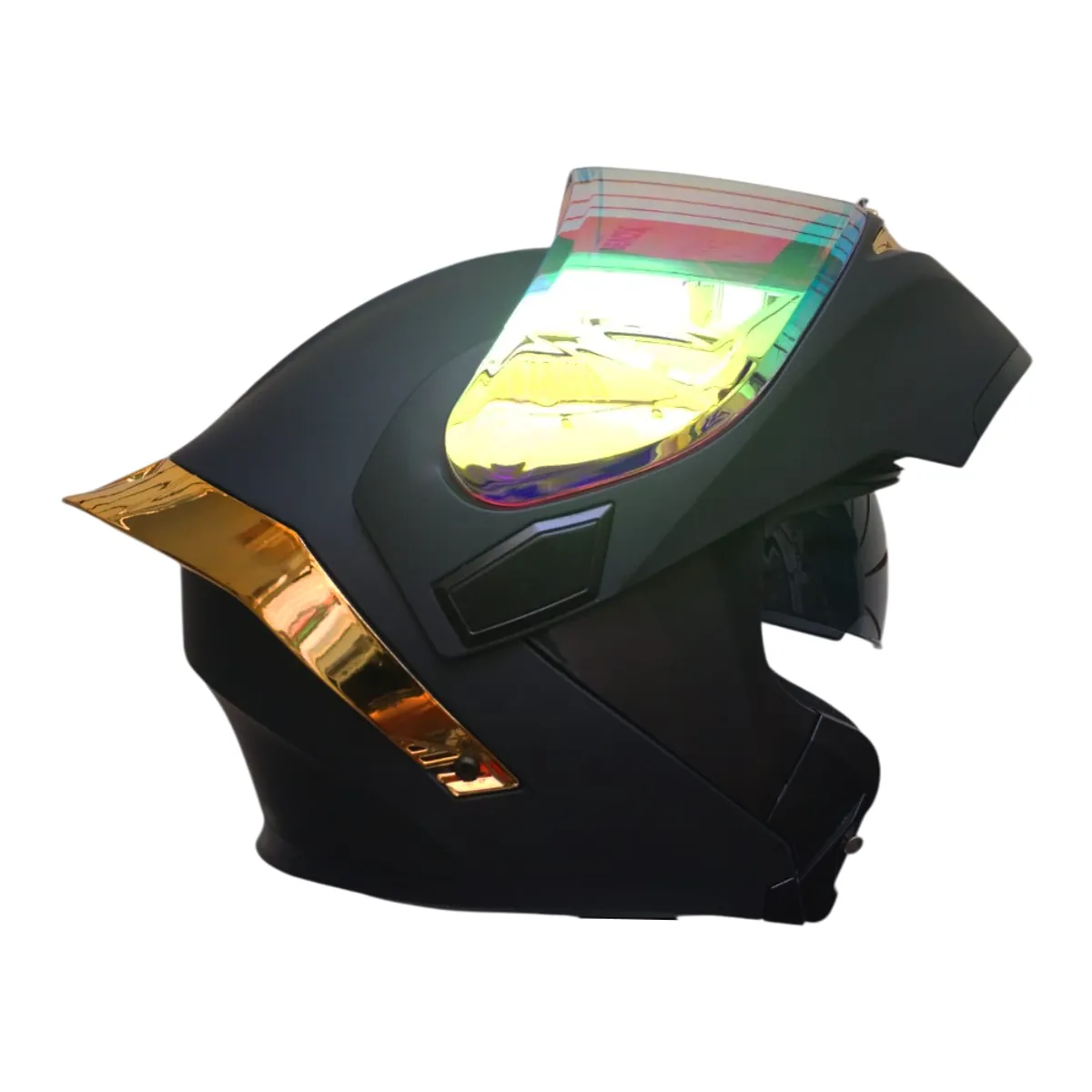 GENERICO - CASCO MOTO CERTIFICADO ECER DOT DOBLE VISOR ZAFIRO DORADO