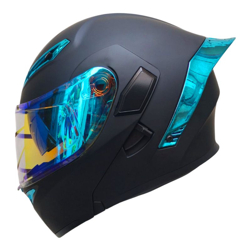 CES - CASCO MOTO DOBLE CERTIFICADO ECER DOT DOBLE VISOR NEGRO MATE AZUL L