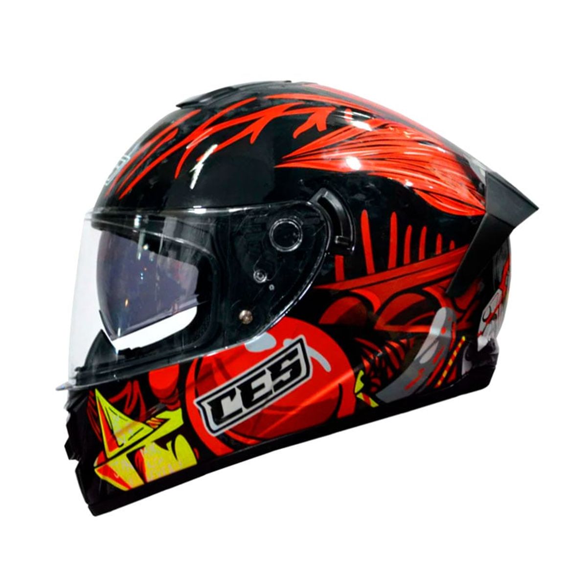 CES - CASCO MOTO DOBLE VISOR CERTIFICADO JOKER ROJO BRILLO + GUANTES MOTO CON TOUCH