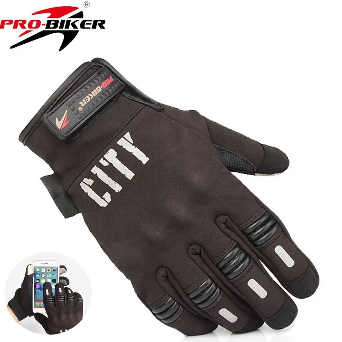 PROBIKER - GUANTES PARA MOTO CITY IMPERMEABLES REFLECTIVOS CON TACTIL TALLA L