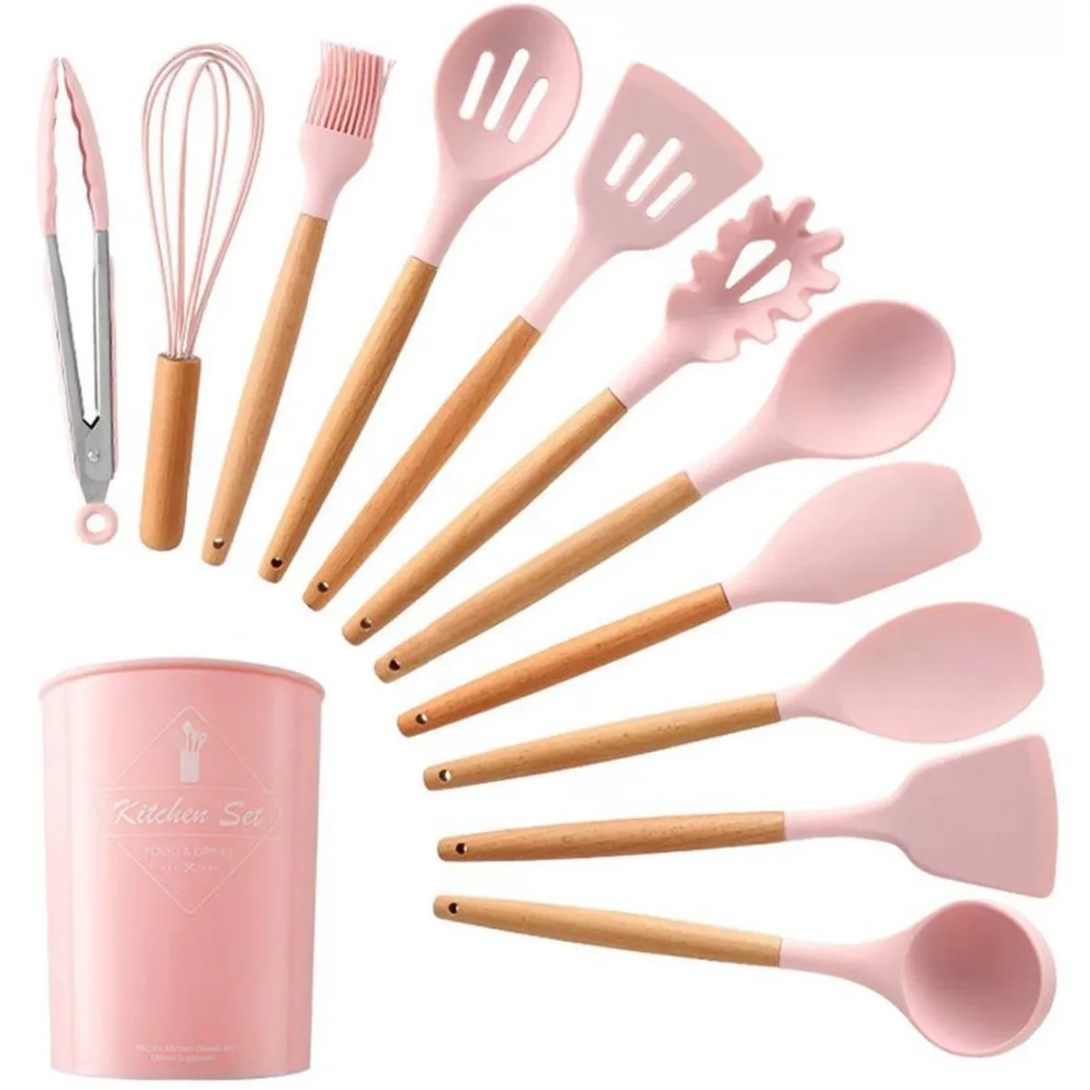 OEM - Juego de utensilios de cocina de silicona con soporte 12 piezas