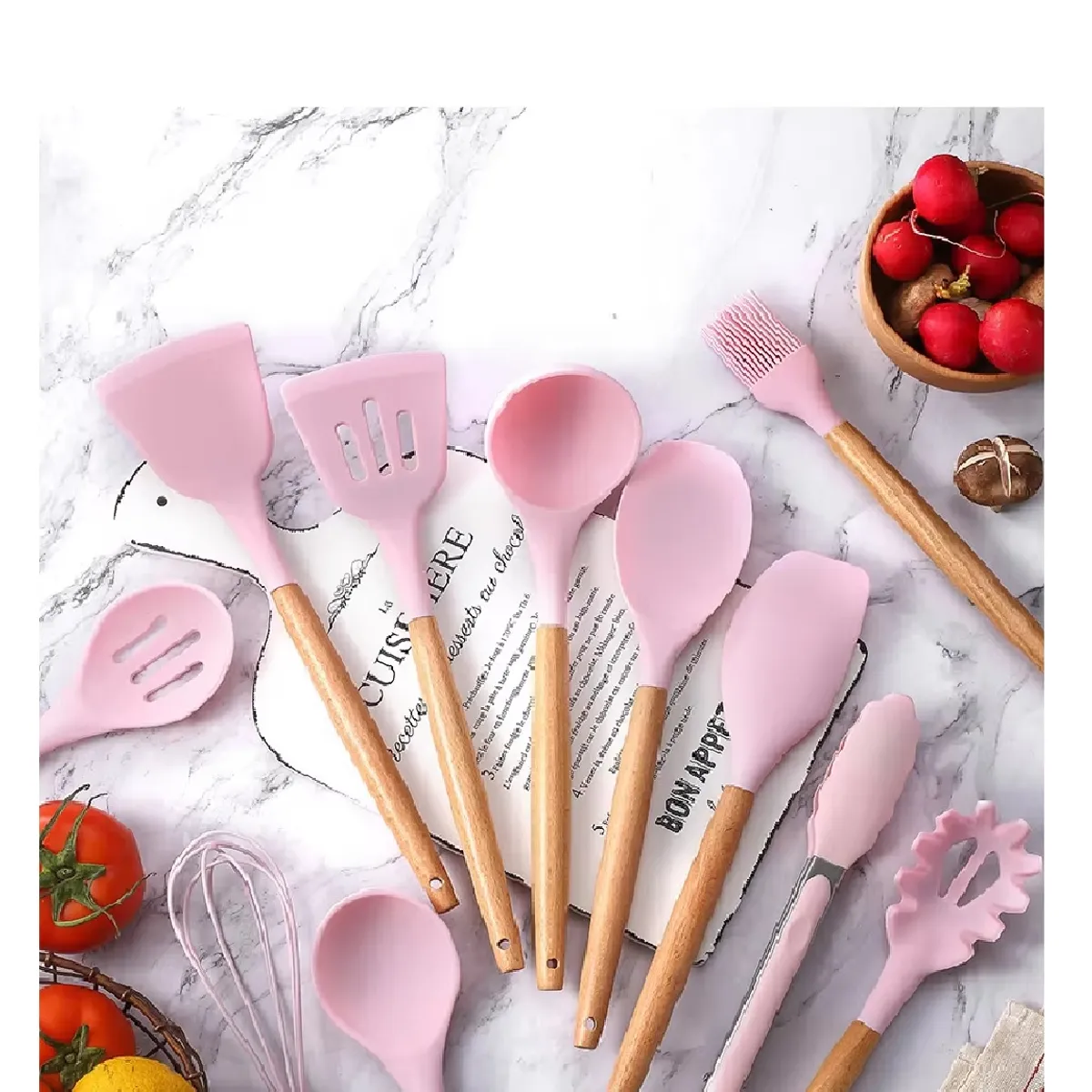 OEM - Juego de utensilios de cocina de silicona con soporte 12 piezas