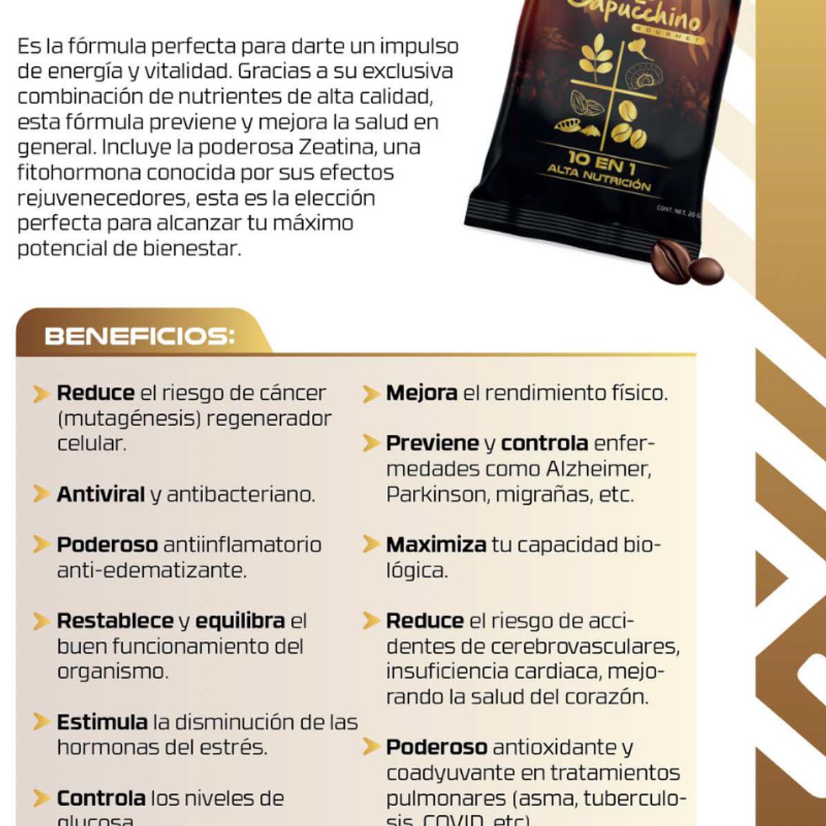 VIVE - Café Cappuccino Gourmet 10 en 1 – Alto en Nutrientes