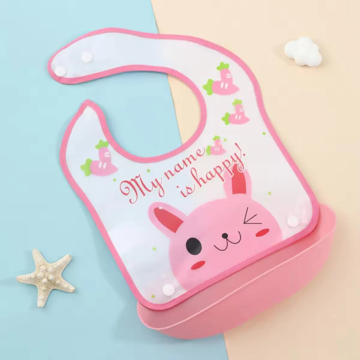 GENERICO - Babero silicona bebé impermeable - Rosado -Generico