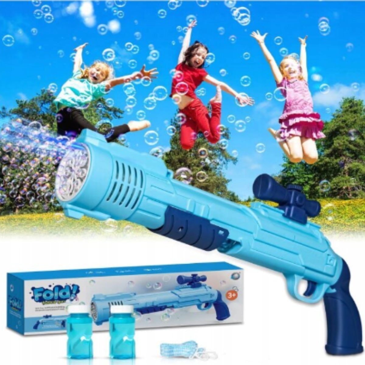 GENERICO - Juguete Pistola de Burbujas automática para Niño celeste