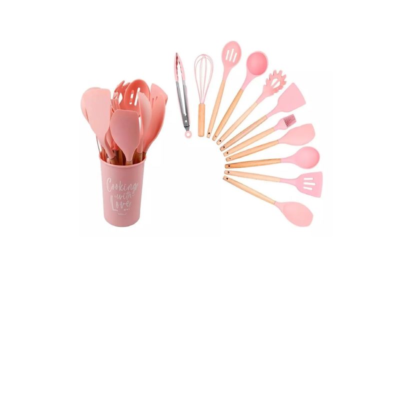 GENERICO - SET DE 12 UTENSILIOS DE COCINA DE SILICONA