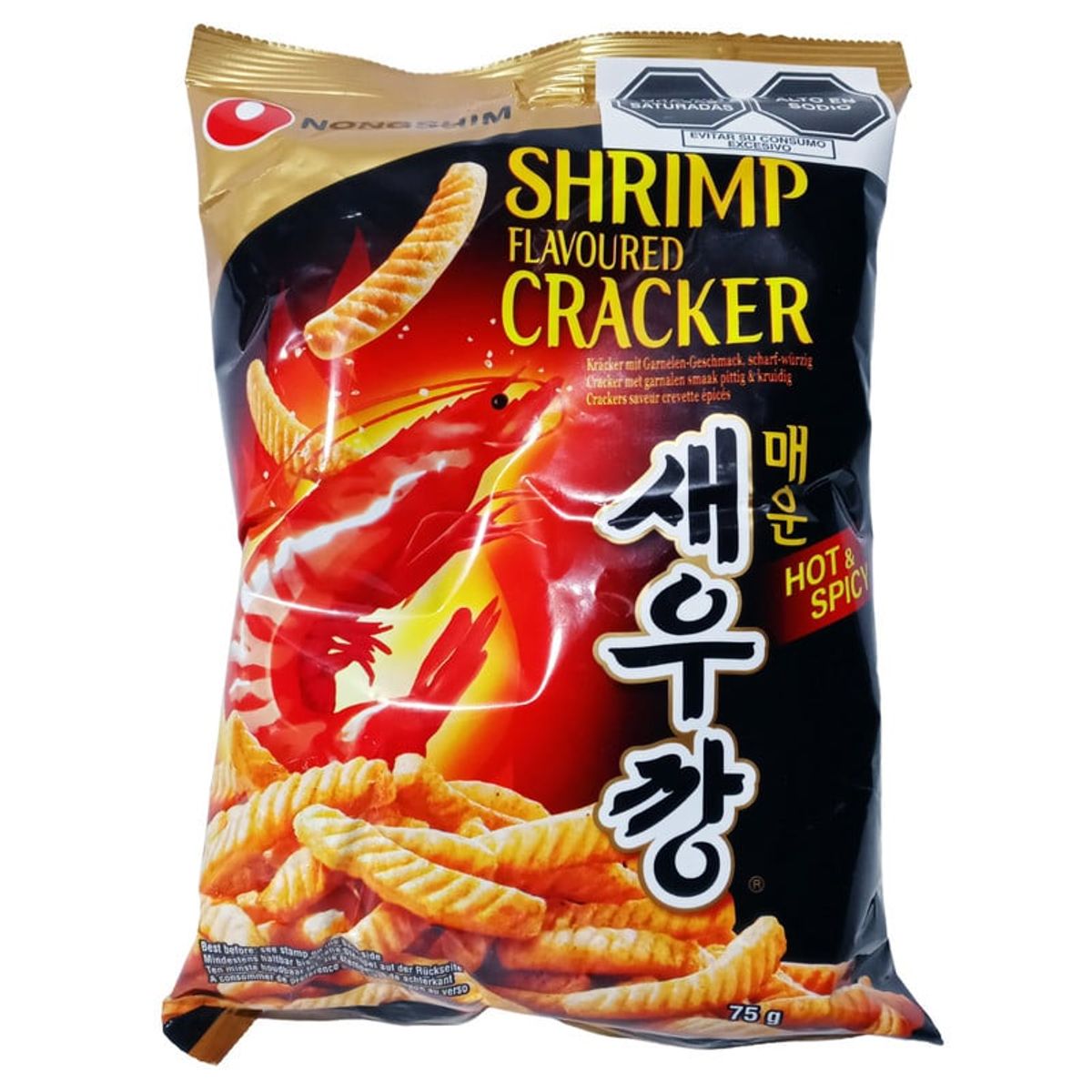 GENERICO - Snack Bocadito Coreano Sabor Camaron Picante 75gr Nong Shim