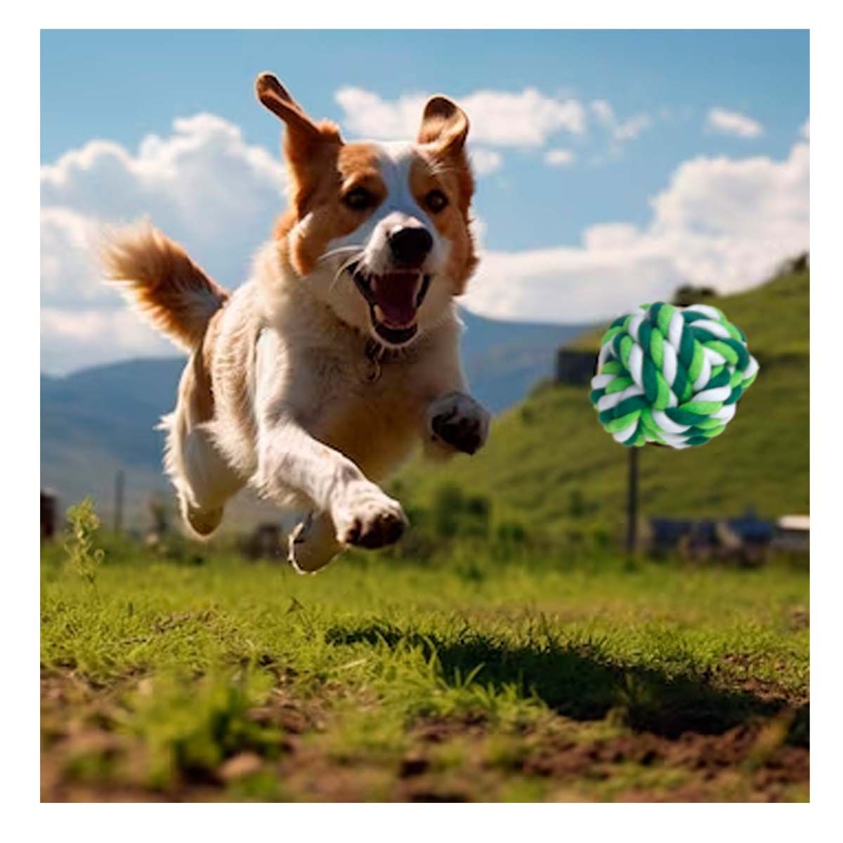 GENERICO - Pelota de Paseo Dogs Trenzada Algodon en Verde Y+Agendita