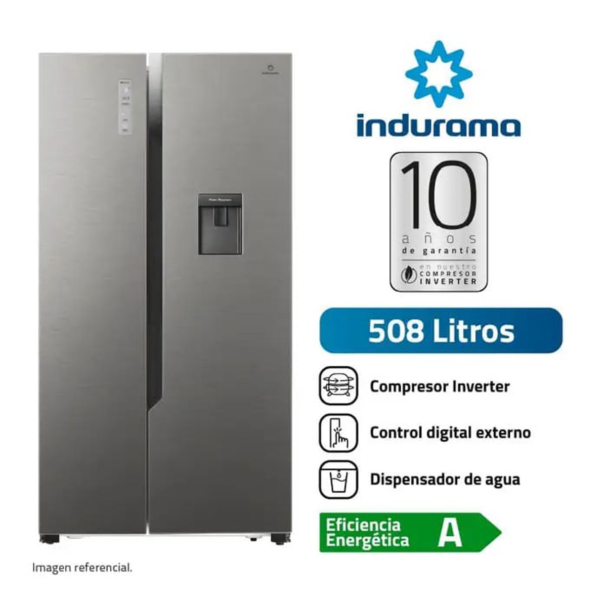 INDURAMA - Refrigeradora Indurama Side By Side 508L RI-788DI Croma