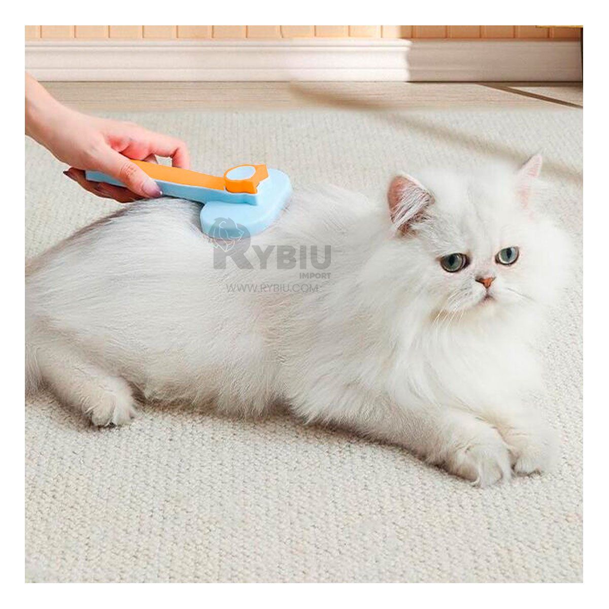 RYBIU IMPORT - Cepillo de Gato con Boton de Limpieza Naranja Y+Agendita