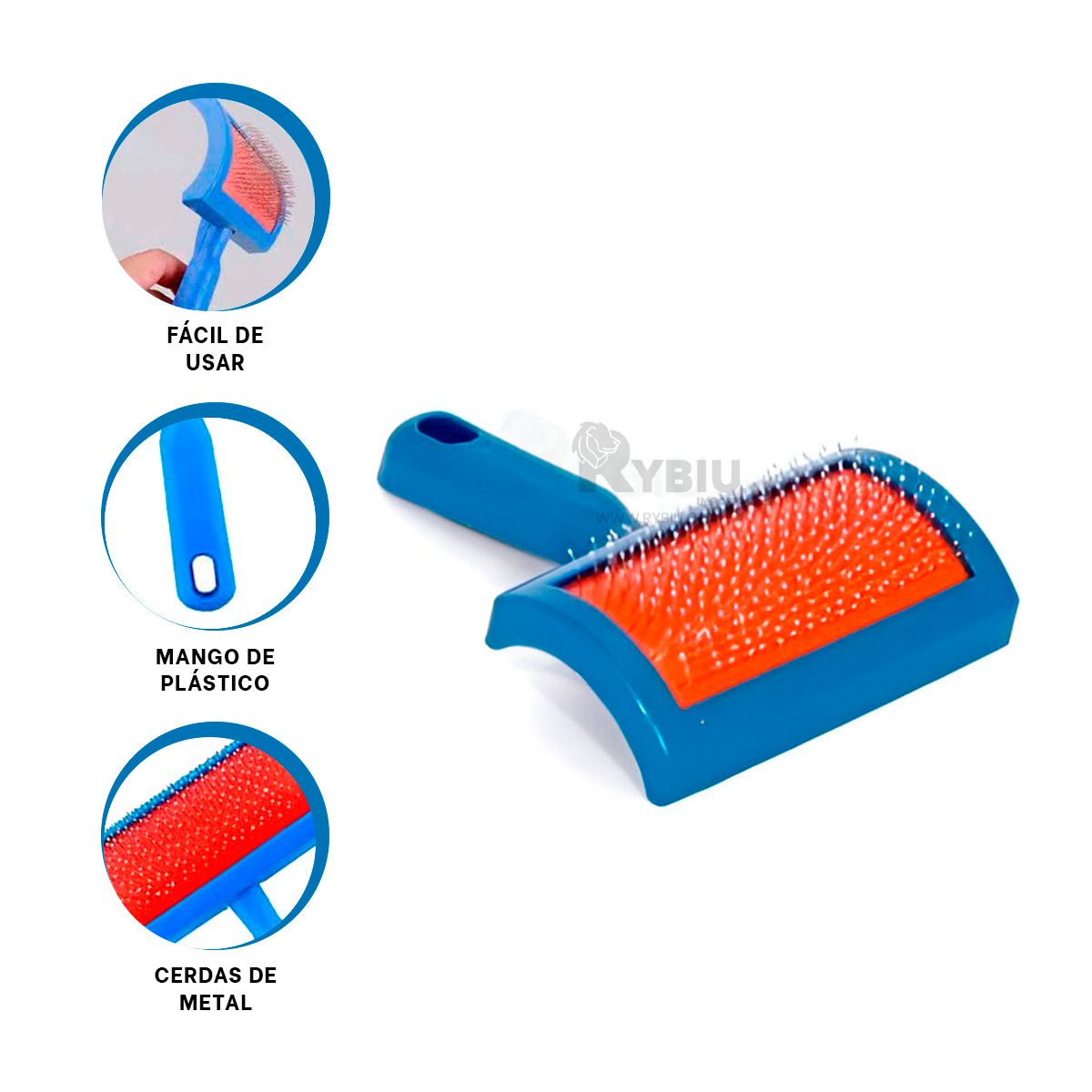 RYBIU IMPORT - Cepillo para Gatos Practico de Azul Y+Stickers