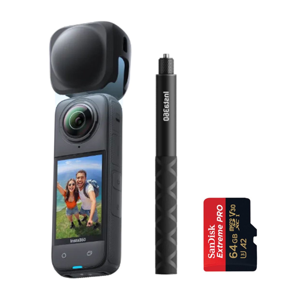 INSTA 360 - Camara Insta360 X4 Con Selfie Stick Invisible de 114 cm + MicroSD 64GB