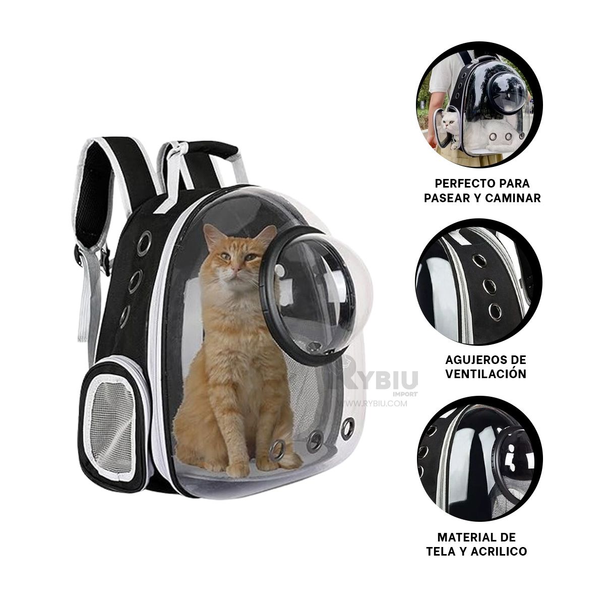 RYBIU IMPORT - Morral Resistente y Moderna de Color Negro Y+Regalo Agendita