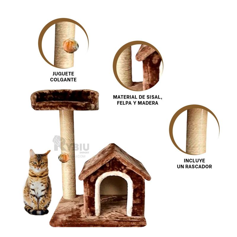 GENERICO - Casa para Trepar y Arañar de Felino Marron Y+Regalo Agendita