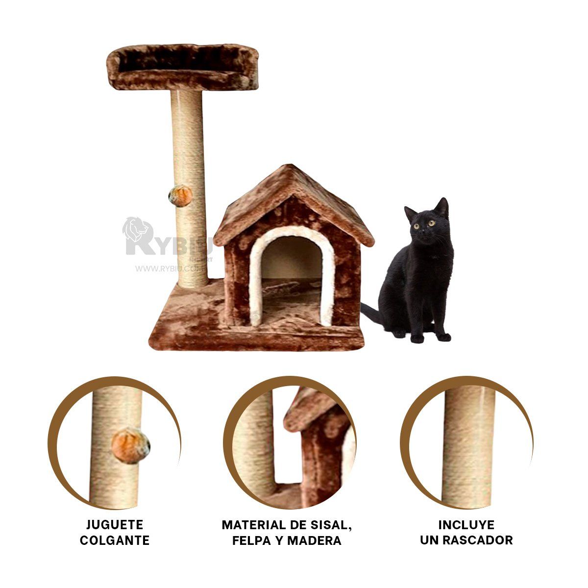 GENERICO - Torre Moderno para Gato en Color Marron Y+Ligas de Regalo