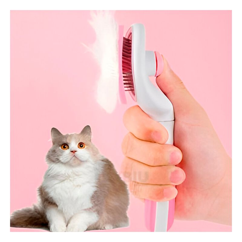 RYBIU IMPORT - Peine con Expulsador de Pelusa Pet en Color Rosado