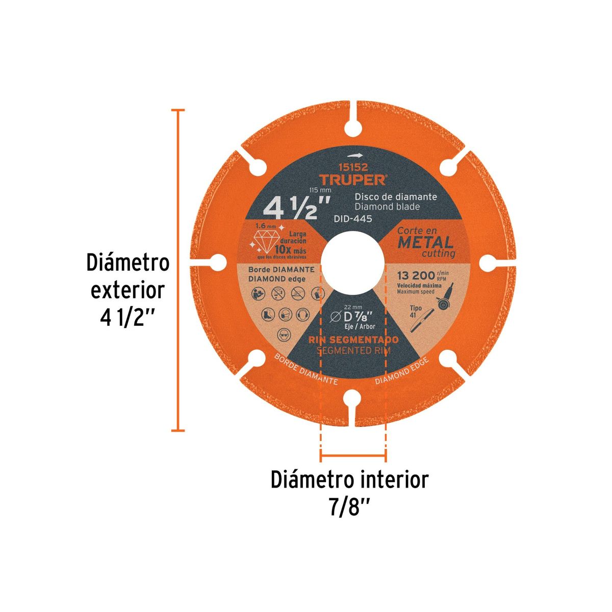 TRUPER - Disco de  corte de metal , disco diamantado TRUPER