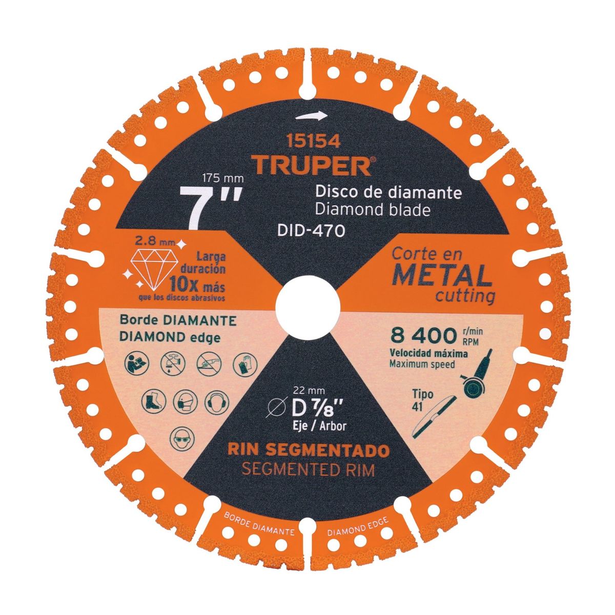 TRUPER - Disco de corte de metal 7pulgadas  disco diamantado TRUPER