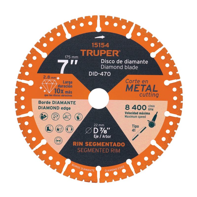 TRUPER - Disco de corte de metal 7pulgadas  disco diamantado TRUPER