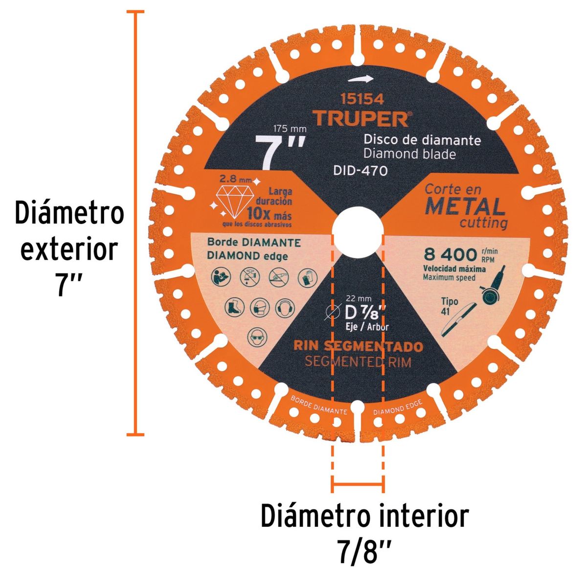 TRUPER - Disco de corte de metal 7pulgadas  disco diamantado TRUPER