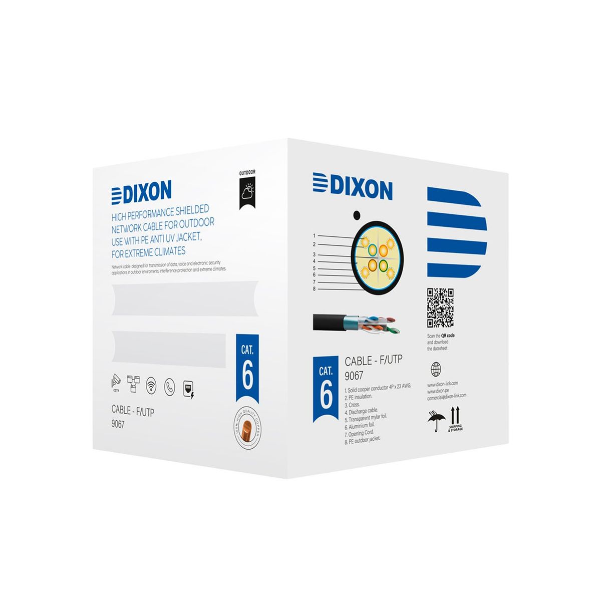 DIXON - Rollo Cable Utp x caja Cat 6 dixon Serie 9067 Exterior 305metros