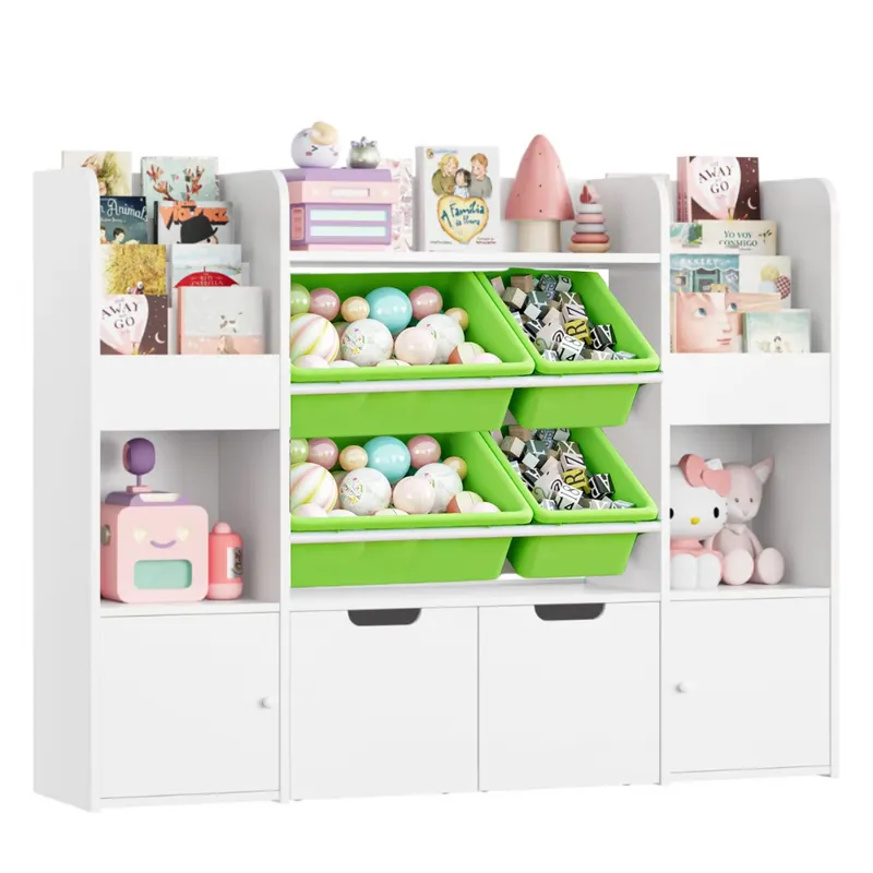 GENERICO - Estante Organizador Librero Juguetero Infantil Amir Blanco Petrox Home