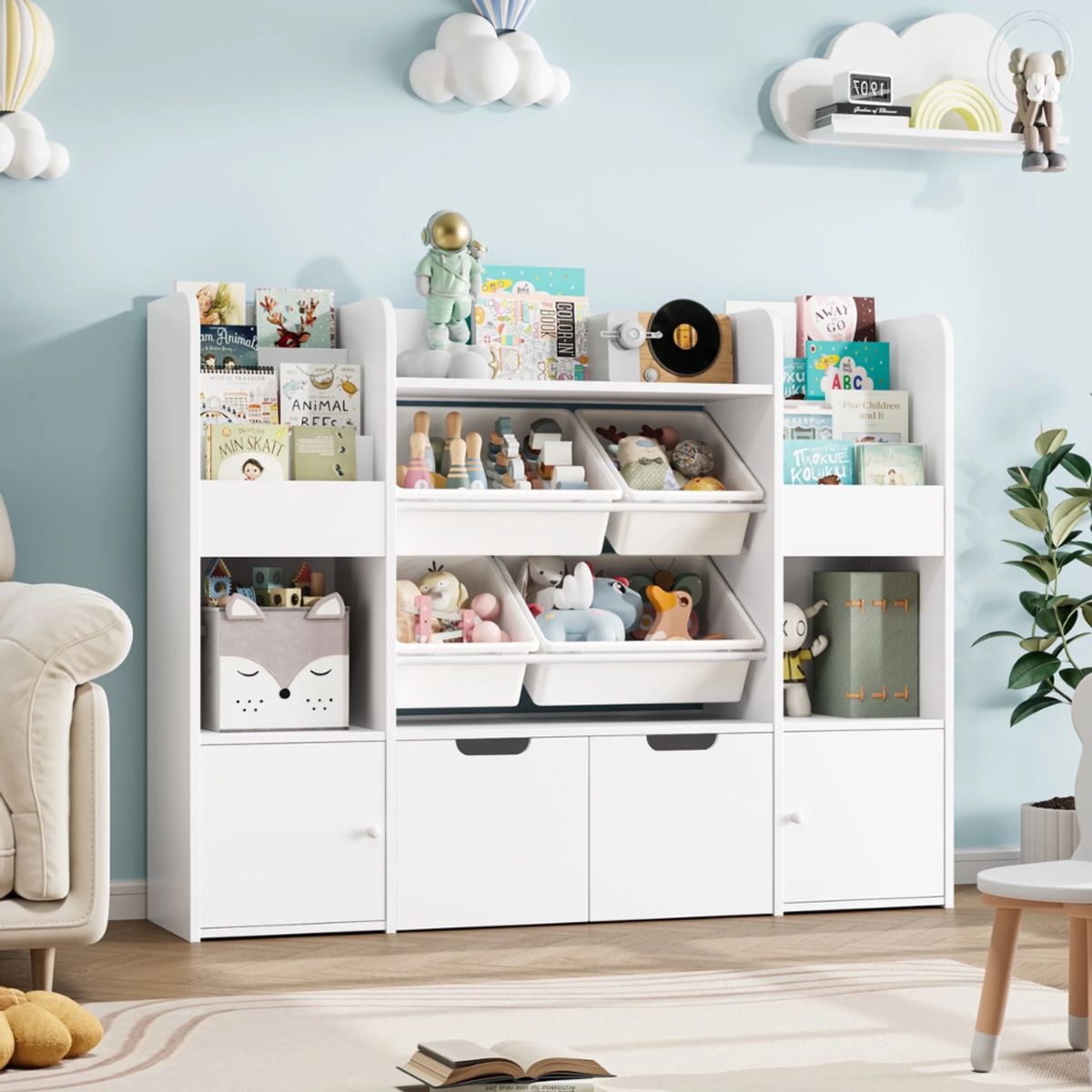 GENERICO - Estante Organizador Librero Juguetero Infantil Amir Blanco Petrox Home