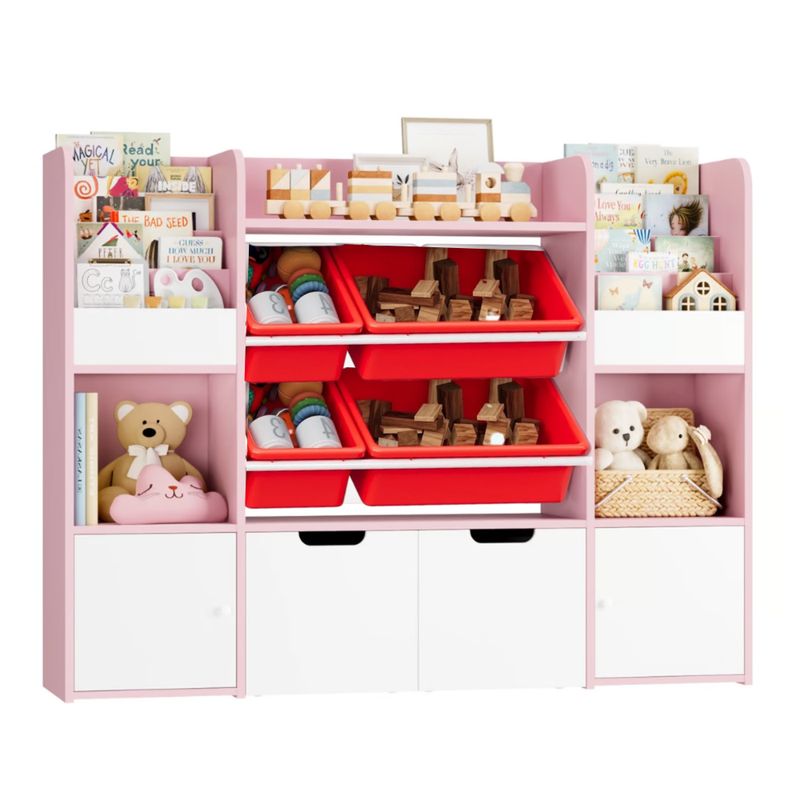 GENERICO - Estante Organizador Librero Juguetero Infantil Amir Rosa Petrox Home