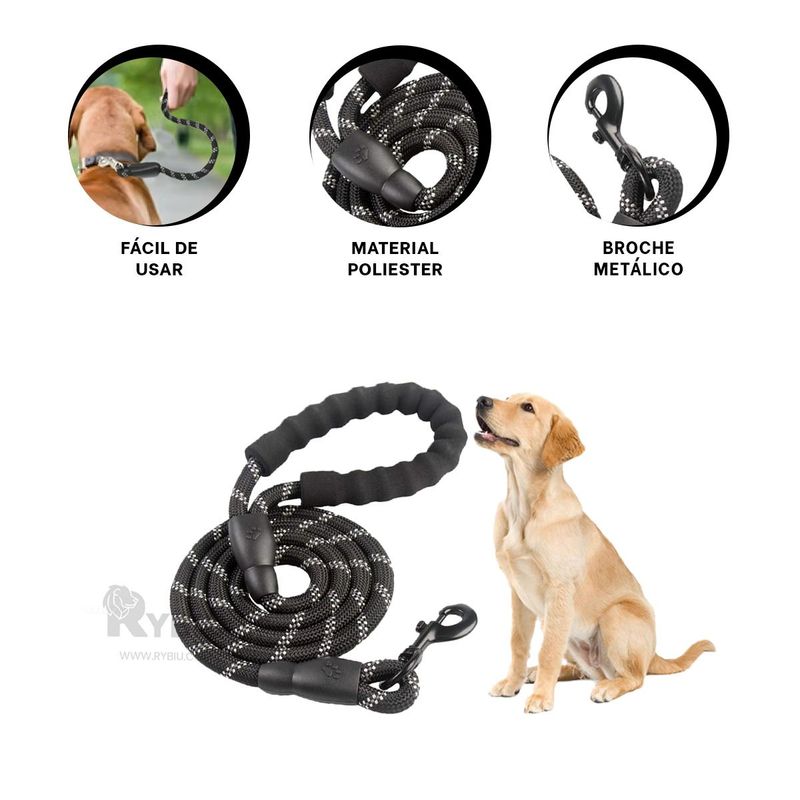 RYBIU IMPORT - Correa Didactica Pet Gruesa en Tono Negro Y+Ligas de Regalo