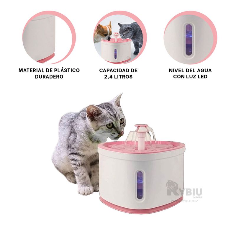 RYBIU IMPORT - Bebedero Estable y Eficiente Color Rosado Y+Gift Stickers