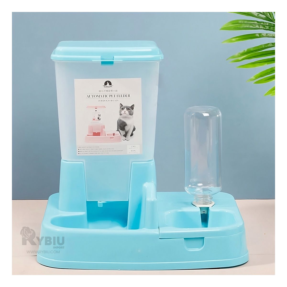 GENERICO - Dispensador de Alimento Automatico Celeste Y+Regalo Stickers