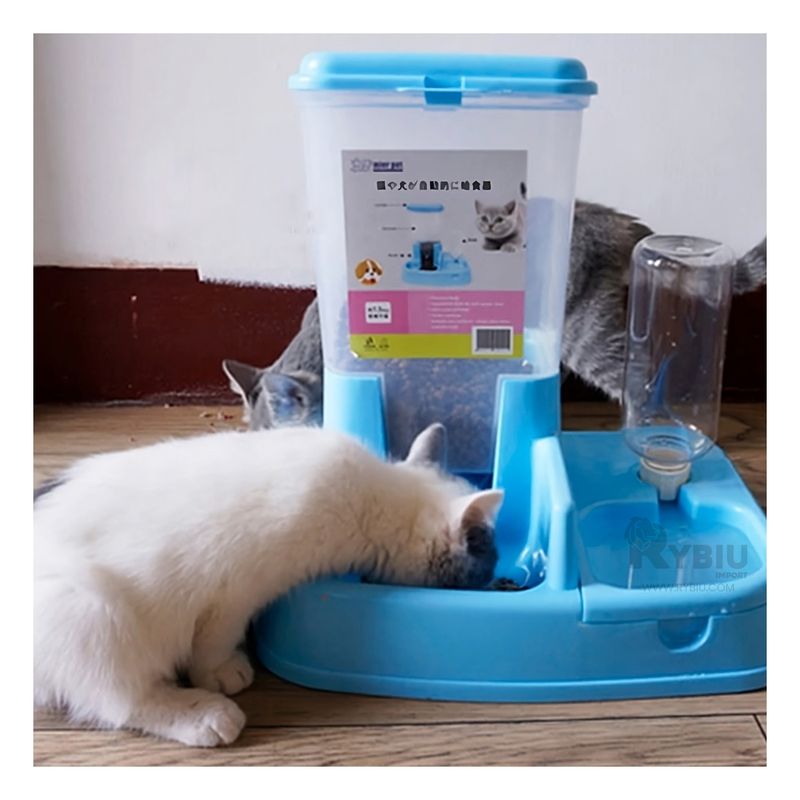 GENERICO - Dispensador de Comida de Mascotas Celeste Y+Papel de Regalo