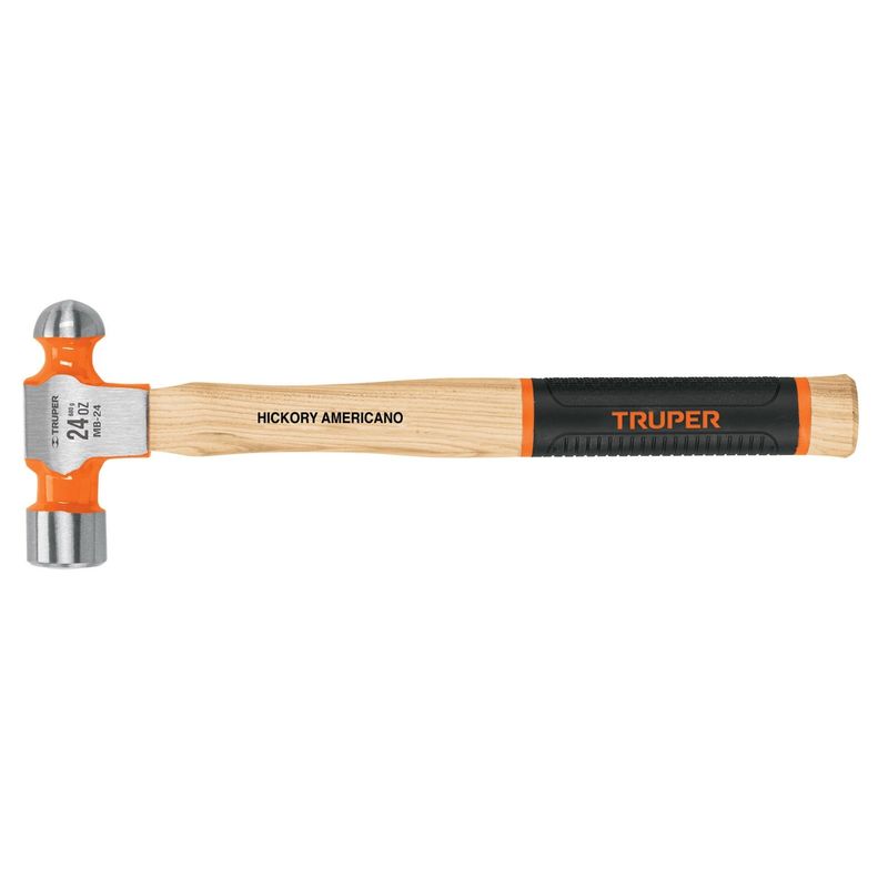 TRUPER - Martillo pulido de bola 24 oz mango hickory, Truper Grip