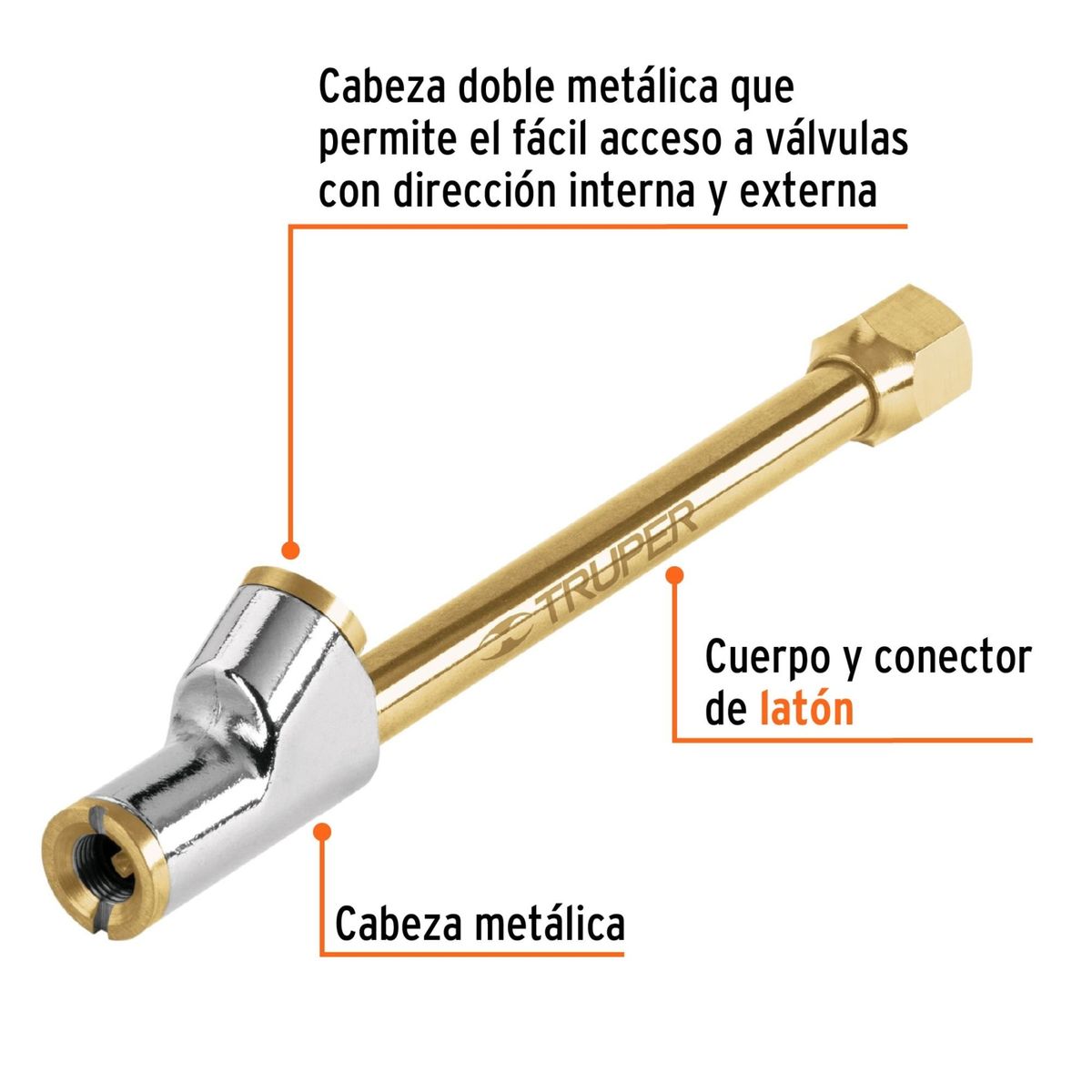 TRUPER - Inflador de llantas cabeza doble 14 TRUPER