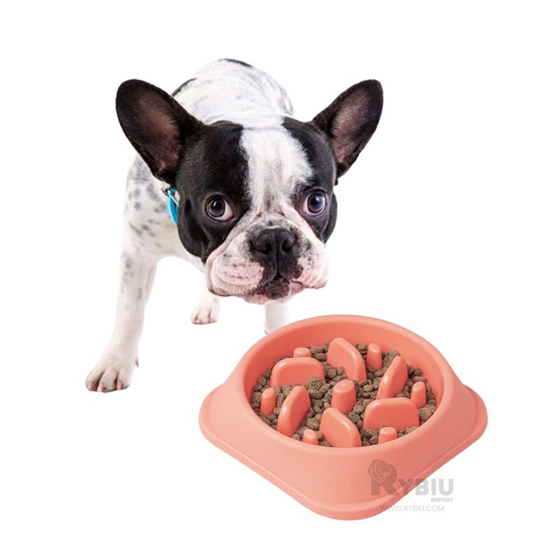 RYBIU IMPORT - Comedero Antiestres para Perro Color Rosado Y+Gift Stickers