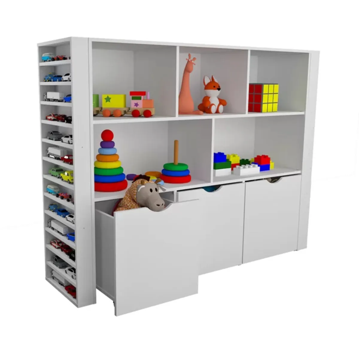 TU MESITA - Estante Organizador para Niños Zeus Blanco TU MESITA 3Baúles CRuedas