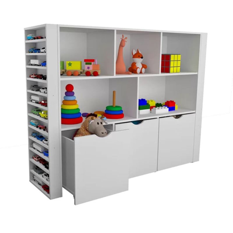 TU MESITA - Estante Organizador para Niños Zeus Blanco TU MESITA 3Baúles CRuedas