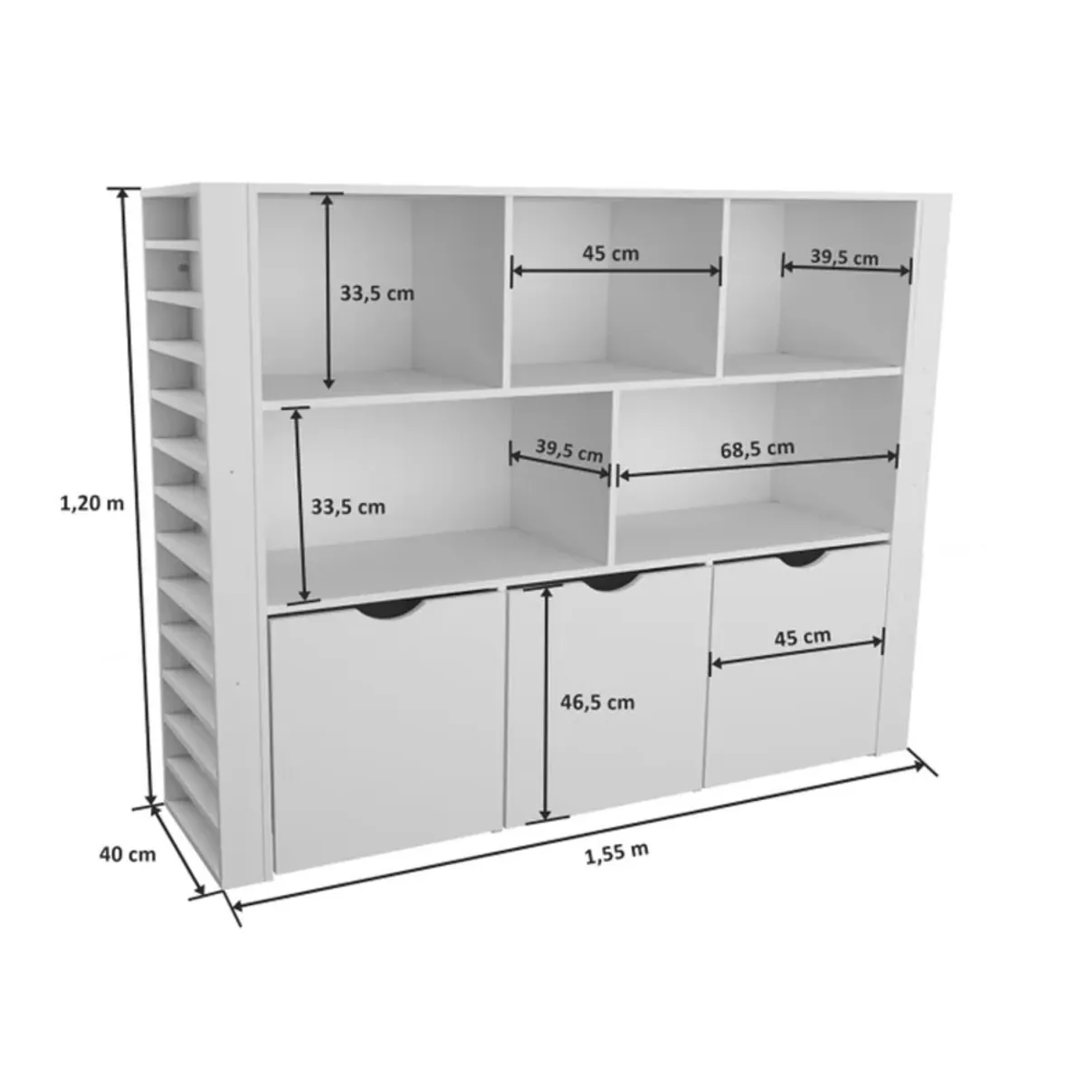 TU MESITA - Estante Organizador para Niños Zeus Blanco TU MESITA 3Baúles CRuedas