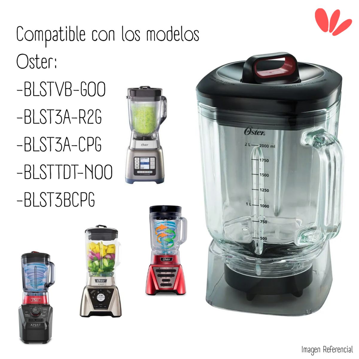 OSTER - Vaso de Vidrio Boroclass 2 litros Oster BLSTAC-GXS