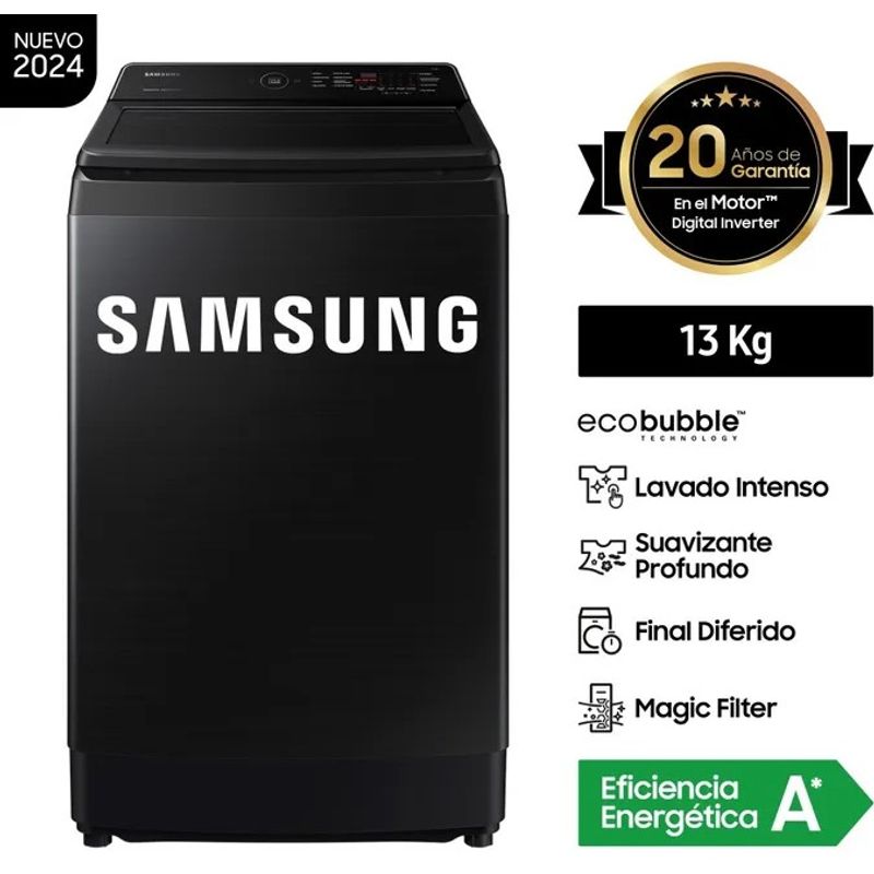 SAMSUNG - Lavadora Samsung Ecobubble 13KG WA13CG5441BVPE Negro