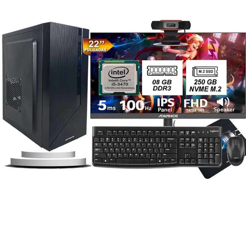 HALION - Computadora Pc Intel Core i5 3470  Monitor 22 fhd' RAM 8GB SSD 256GB