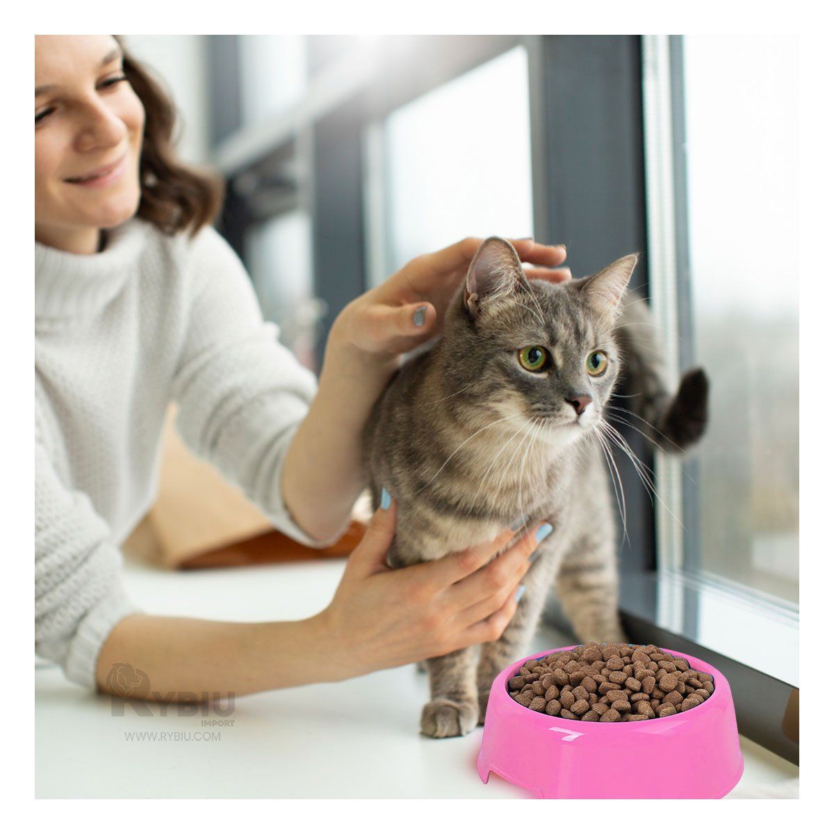 GENERICO - Comedero Duradero para Canes en M Rosado Y+Gift MiniAgenda