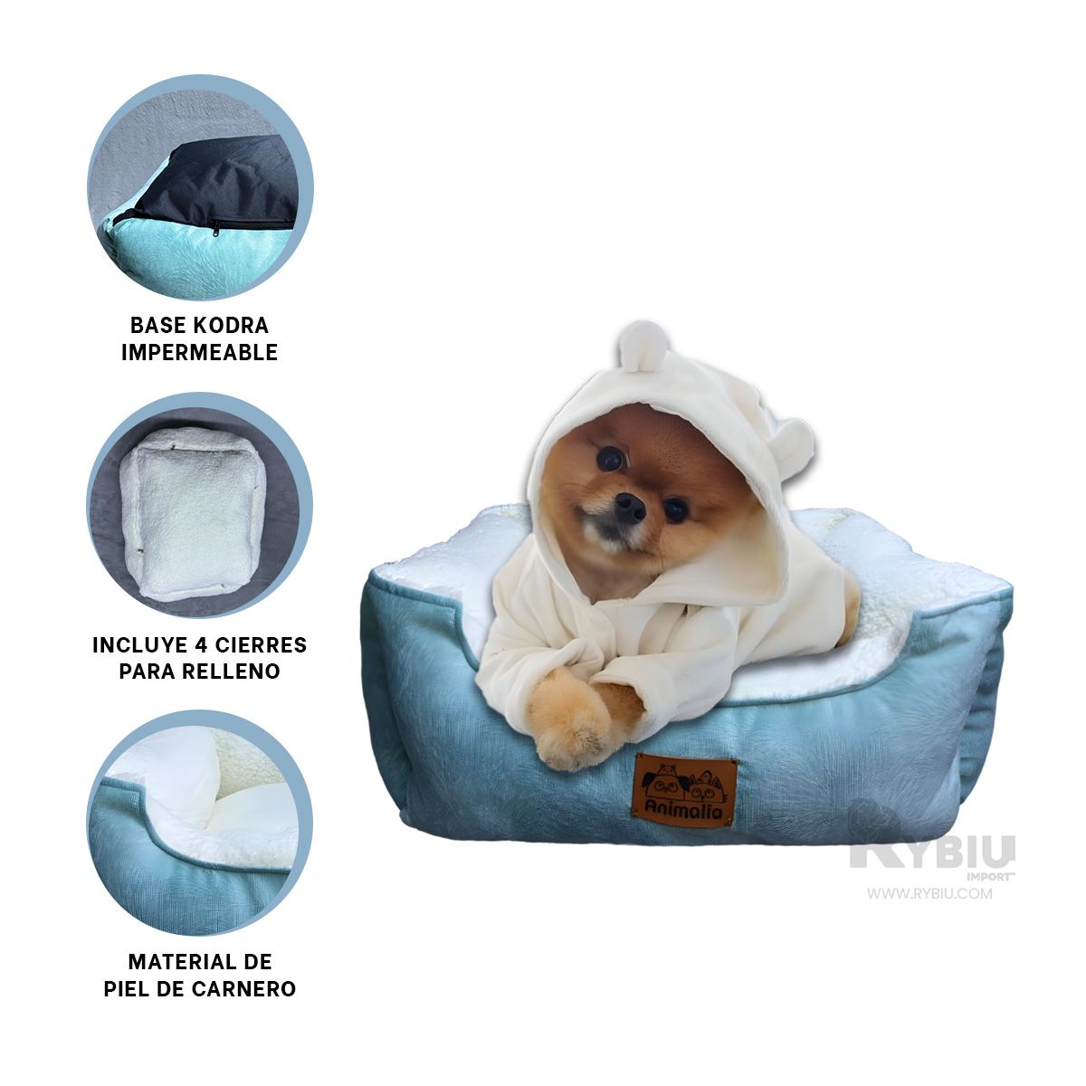 RYBIU IMPORT - Colchon para Peludos en Verde Hade y Perla Y+Gift MiniAgenda