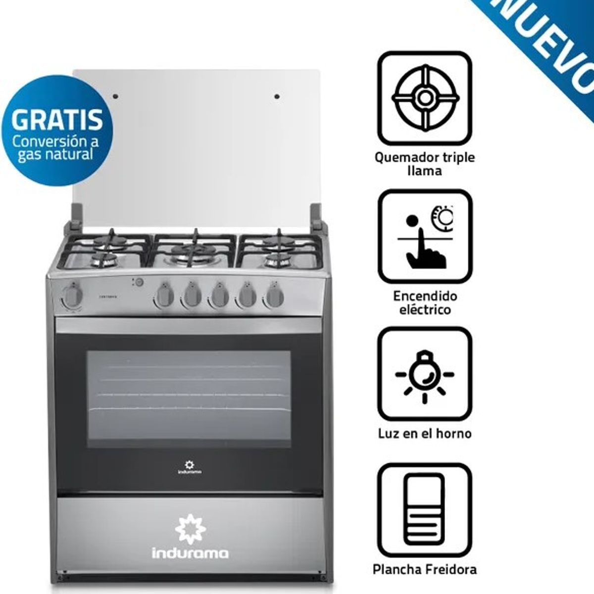 INDURAMA - Cocina Indurama Cantabria 5 Hornillas Croma