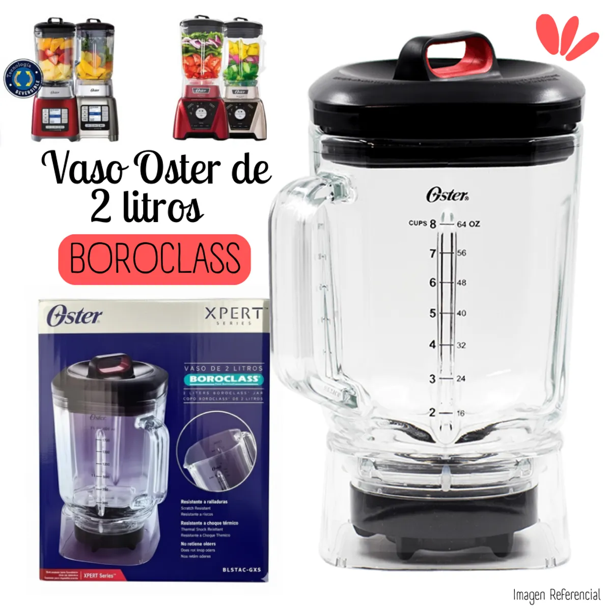 OSTER - Vaso de Vidrio Boroclass 2 litros Oster BLSTAC-GXS