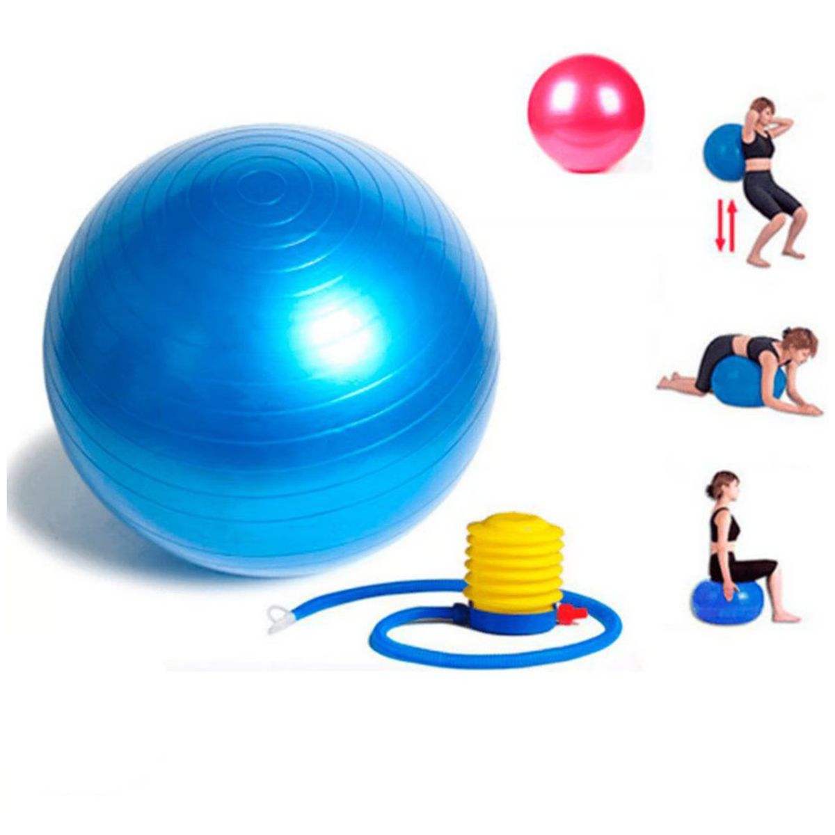 GENERICO - PELOTA YOGA FITNESS PILATES 75 CM + INFLADOR DE REGALO