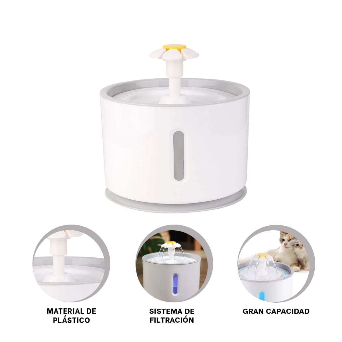 GENERICO - Bebedero Inteligente de Plastico Blanco Y+Regalo Stickers